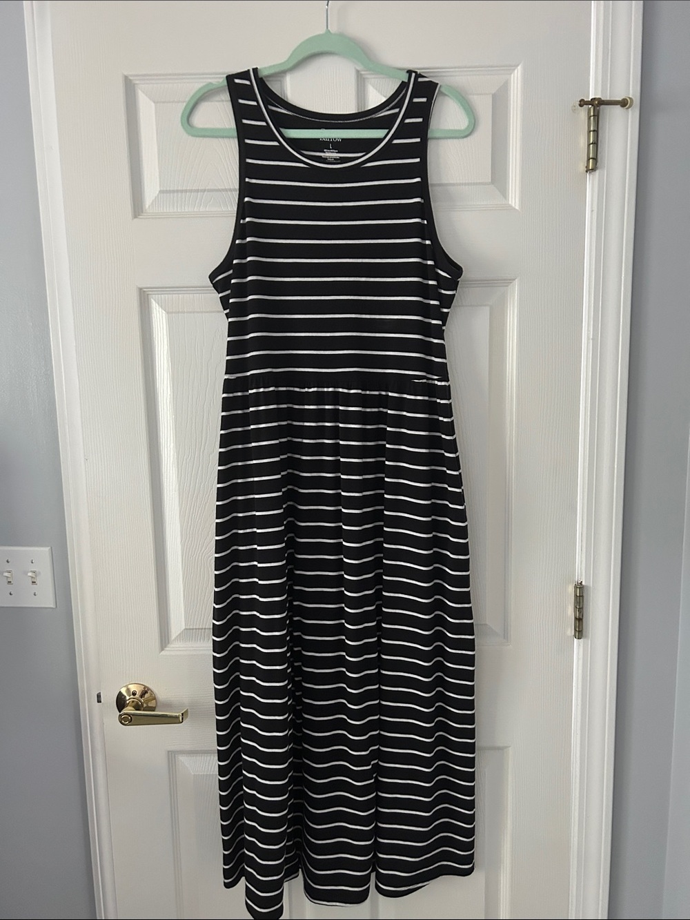 croft & barrow Black and White Striped Sleeveless Maxi Dress